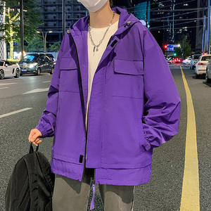 日系宽松连帽外套百搭薄款冲锋衣男女潮牌户外登山夹克 JK7901P65图片