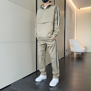 春秋季工装夹克套装男女青少年潮牌宽松夹克长裤两件装 TZ566P100图片