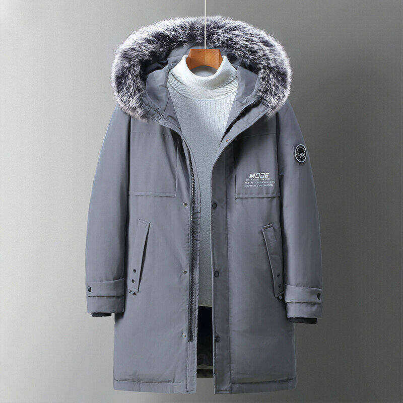 男女情侣款冬季羽绒服中长款连帽大毛领男厚白鸭绒外套YR9868P90,男装羽绒服,星座1410（原1902A）