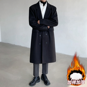 秋冬中长款加绒毛呢大衣男士青年韩版秋冬加厚加绒外套 AJ252P105图片