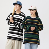 春秋新款潮牌条纹可二开情侣港风圆领T恤男女纯棉卫衣男WY2398P50，男装T恤，星座1410（原1902A）