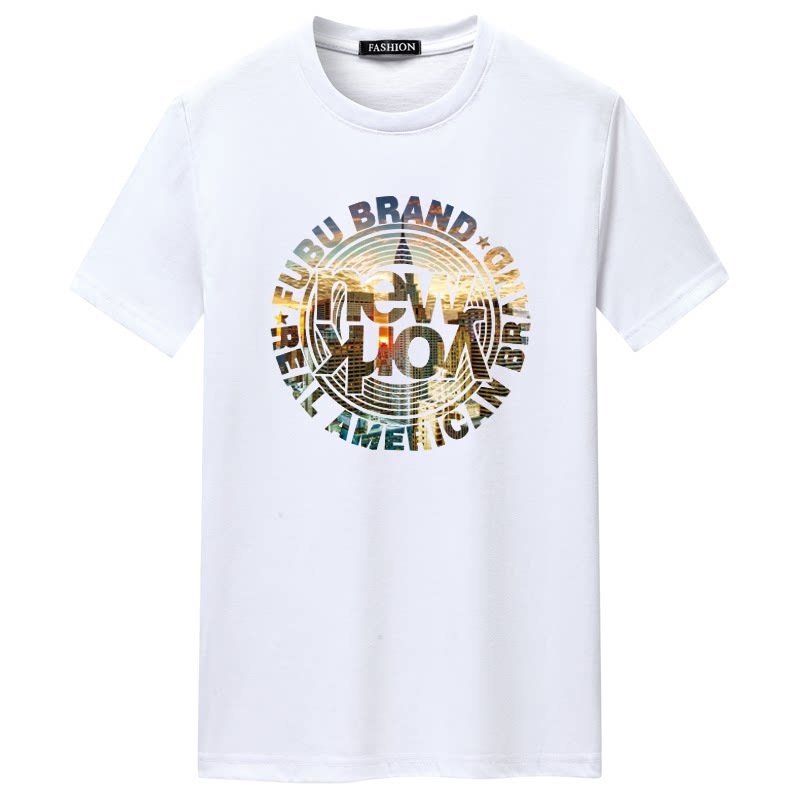 夏季男短袖t恤潮流宽松CVC60%棉衣服新款男装DT3128-纽约-P15,男装T恤,星座1410（原1902A）