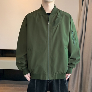 春秋季飞行服外套男美式复古宽松棒球领拼罗纹女飞行服夹克J88P67图片