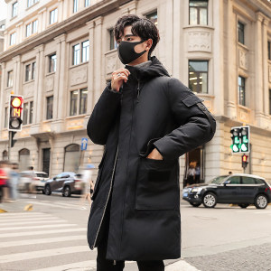 冬季加厚连帽羽绒服男士中长款青年白鸭绒保暖休闲外套YR2020P120图片