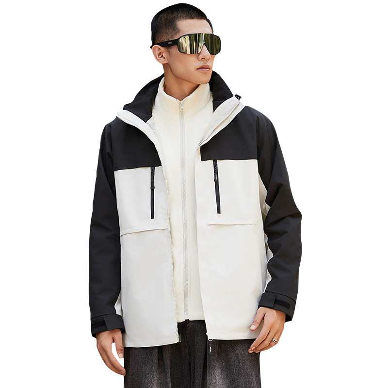 冬季冲锋衣男女两件套三合一可拆卸加厚防风防水登山服CF2606P110,男装夹克,星座1410（原1902A）