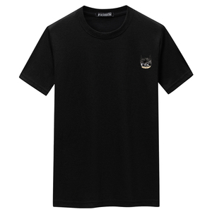 夏季短袖t恤潮流宽松CVC60%棉衣服新款男装DT3725-胸标蝙蝠-P15图片