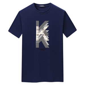 夏季短袖t恤潮流宽松CVC60%棉衣服新款男装DT3454-KKK图片