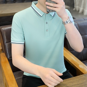 男士棉质POLO衫夏季纯色公版上衣商务短袖T恤衫薄款二开PL3392P40图片