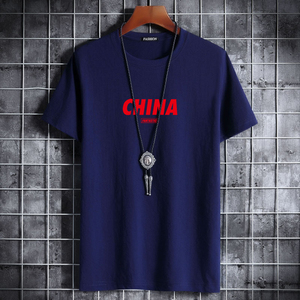 2020宽松短袖t恤夏男士半袖CVC60%棉加大码DT3010-红字CHINA-P15图片