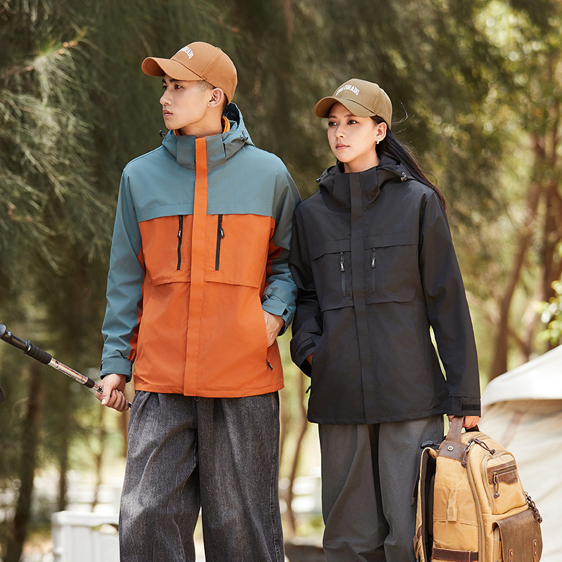 冬季冲锋衣男女两件套三合一可拆卸加厚防风防水登山服CF2606P110,男装夹克,星座1410（原1902A）