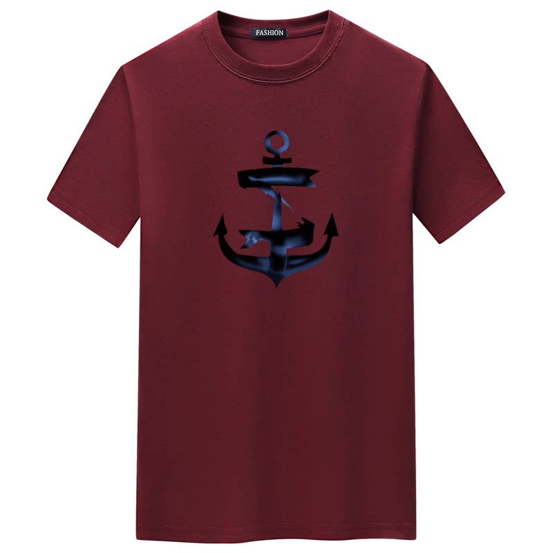 夏季男士短袖t恤青春宽松cvc60%棉新款男装dt3706-船锚-p15