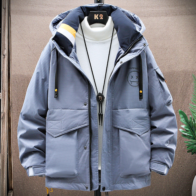 羽绒服男短款反光2021新青少年休闲潮流保暖白鸭绒外套YR9859图片