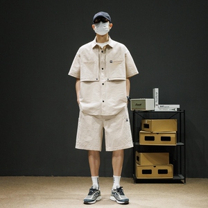 2026新款套装男女同款夏季潮牌百搭泡泡格短袖衬衫套装 C66P90图片