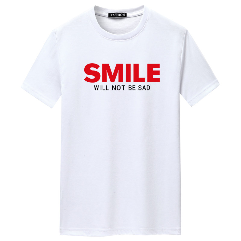 夏季短袖t恤潮流宽松CVC60%棉T恤新款男装DT3759-红SMILE-P15,男装T恤,星座1410（原1902A）