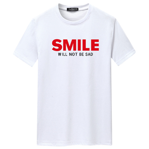 夏季短袖t恤潮流宽松CVC60%棉T恤新款男装DT3759-红SMILE-P15,aj穿搭女街头图片