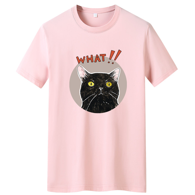 夏季男士短袖t恤潮流潮宽松纯棉衣服2021新DT4462-WHAT黑猫-P15,男装T恤,星座1410（原1902A）