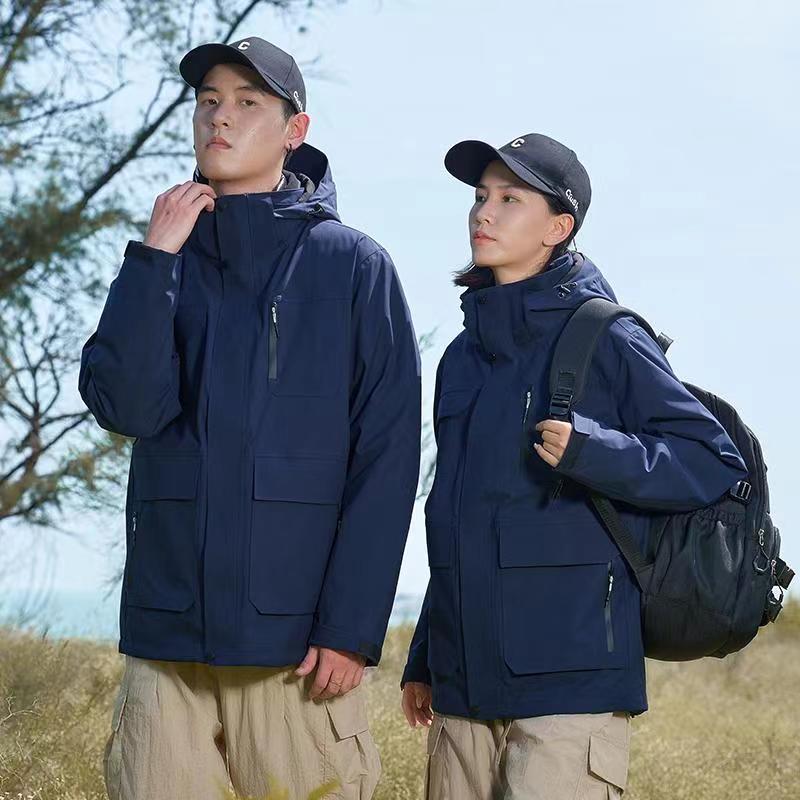 三合一冲锋衣90鸭绒内胆秋冬男女款百搭连帽防水外套CF23812P420,男装夹克,星座1410（原1902A）