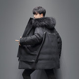 新款中长款羽绒服男士潮流宽松韩版连帽大毛领冬季上衣YR662P260，男装羽绒服，星座1410（原1902A）