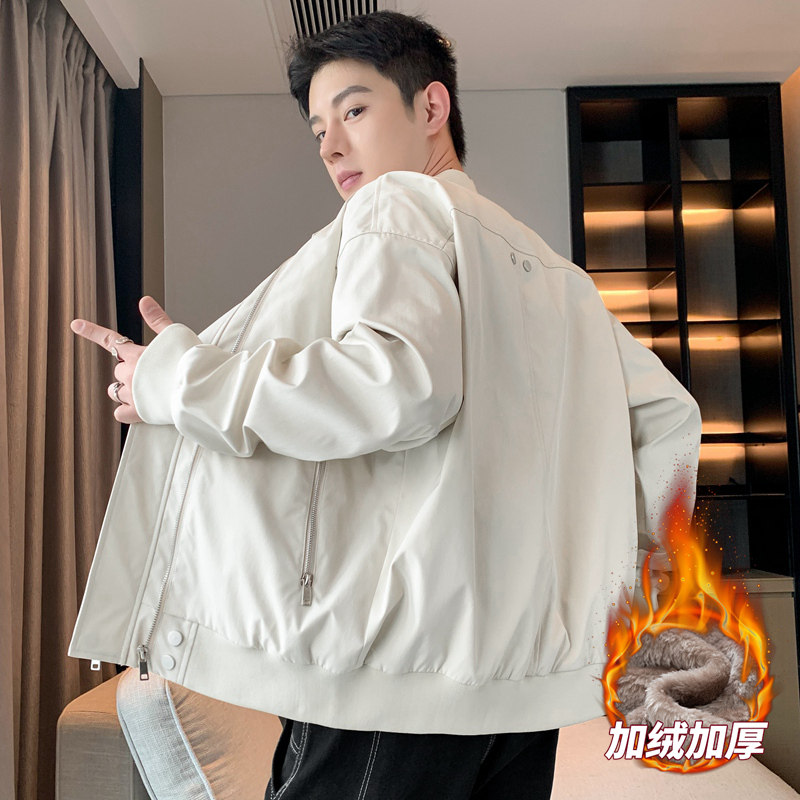 男士加绒防水夹克秋冬情侣多拉链棒球领机车服防水夹克AJ220P60,男装夹克,星座1410（原1902A）