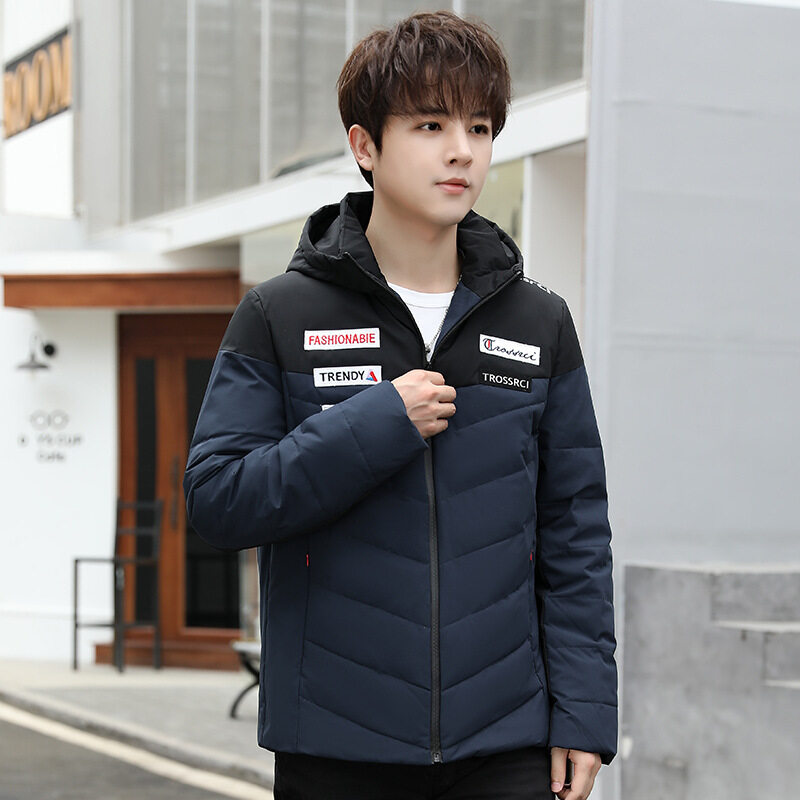 2021冬季新款羽绒服连帽情侣装短款拼接白鸭绒外套潮YR9864P110,男装羽绒服,星座1410（原1902A）
