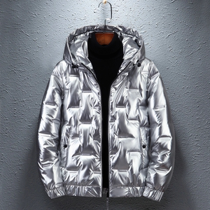 羽绒服男2021新款韩版情侣装保暖防风连帽白鸭绒光面YR1348