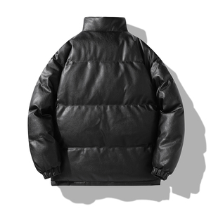 美式立领面包服PU皮棉衣外套情侣潮牌冬季保暖宽松棉服MY2283P75图片