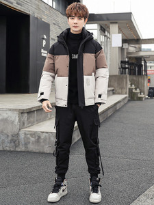 男士羽绒服短款加厚潮流2021新款韩版拼色白鸭绒外套 YR9801P110图片