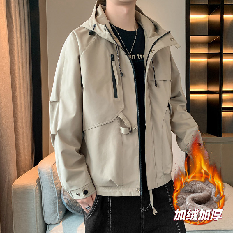 男士加绒防水夹克秋冬情侣多色大拉链口袋工装防水夹克 AJ136P95图片