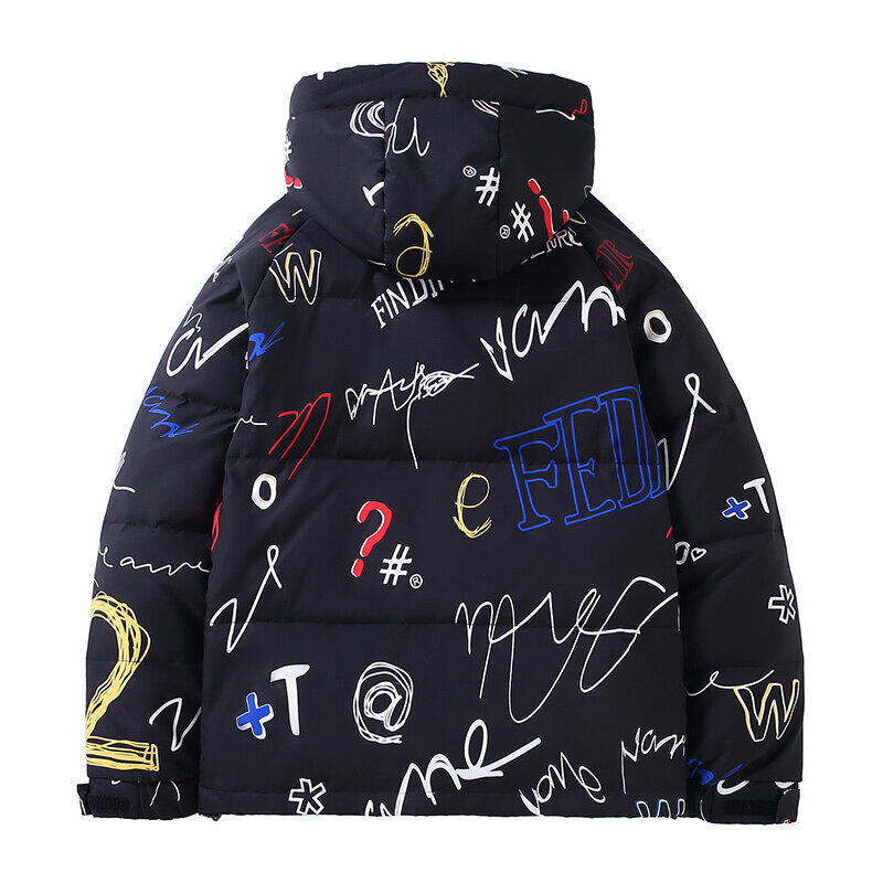 冬印花羽绒服男加厚保暖貉子毛连帽外套情侣涂鸦面包服YR203P130,男装羽绒服,星座1410（原1902A）