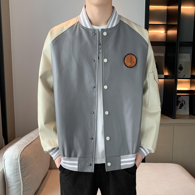 PU皮衣宽松休闲潮酷男女欧美嘻哈棒球服情侣款外套皮夹克JK283P50图片