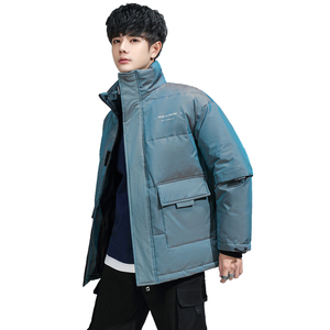 国潮工装羽绒服男冬季2021新款短款立领镭射帅气外套 YR2116P100图片