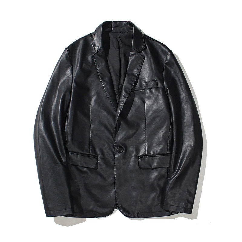 跨境外贸男士外套春秋款皮衣夹克男装PU皮机车服连帽皮衣PY611P68图片