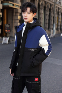  2021新款男士短款羽绒服冬装潮外套男拼接 YR991P100图片