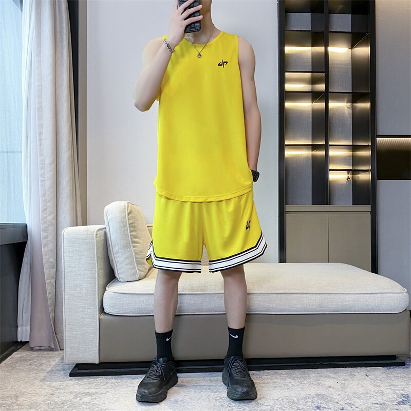 夏季速干无袖背心短裤运动服套装男士大码坎肩T恤五分裤TZ268P40,女装T恤,星座1410（原1902A）