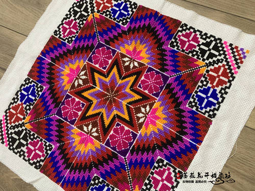 民族特色刺绣纯手工艺绣花抱枕绣片十字绣片辅料苗绣定制DIY一对