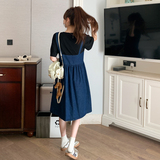 169新款-23075-P115学院休闲风针织牛仔拼接连衣裙-控168，女装连衣裙，浙宝169A(原263)