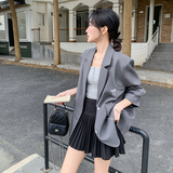 灰色拼接西装外套女2025春季新款韩系气质高级感小个子超好看西服，女装西装，浙宝169A(原263)