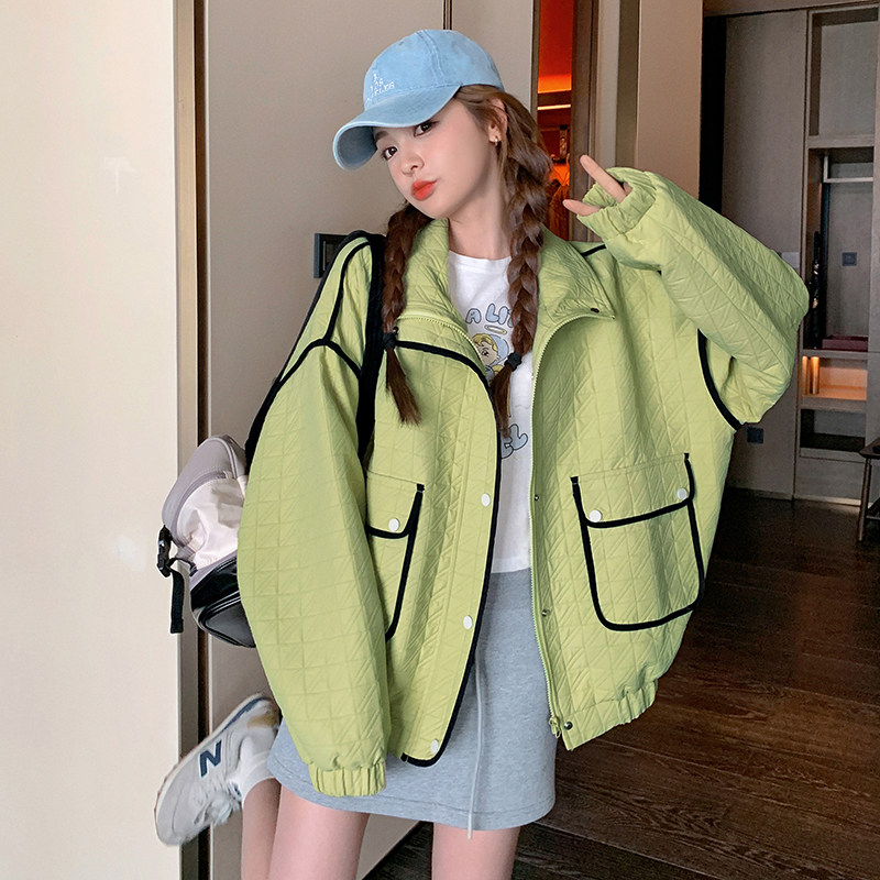 韩版设计感立领棒球服外套女2025春秋季新款宽松显瘦休闲夹克上衣图片
