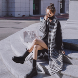 现货D06—P155新款千年格拼接毛呢外套尼大衣控248，女装毛呢外套，浙宝169A(原263)