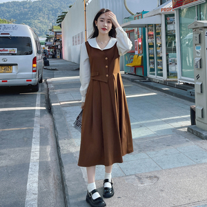 【新品】169-2320-P135假两件法式连衣裙控188图片