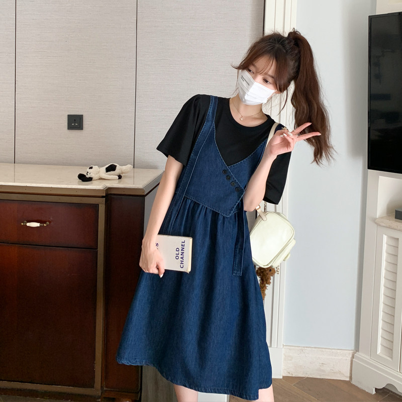 新款169-23075-P115休闲针织牛仔拼接连衣裙控168,女装孕妇装,浙宝169A(原263)