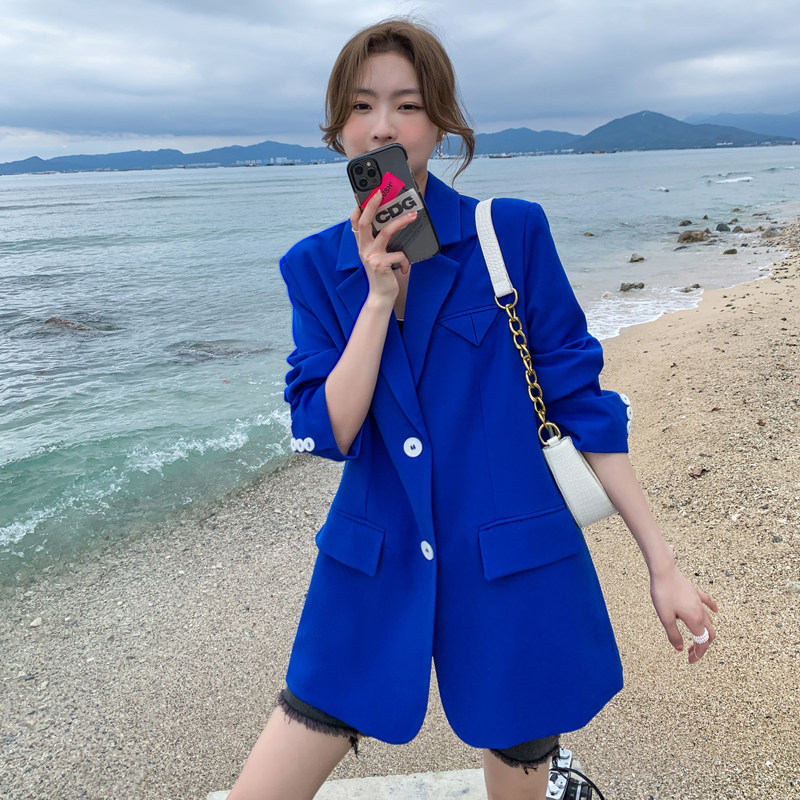秋装现货2209-P120克莱因蓝开叉西装外套控168,女装西装,浙宝169A(原263)