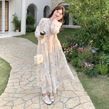 法式浪漫碎花连衣裙女2025春季新款独特超好看优雅气质温柔风长裙，女装连衣裙，浙宝169A(原263)