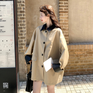 韩版宽松流行工装风外套女2025春秋季新款英伦风休闲显瘦气质风衣图片