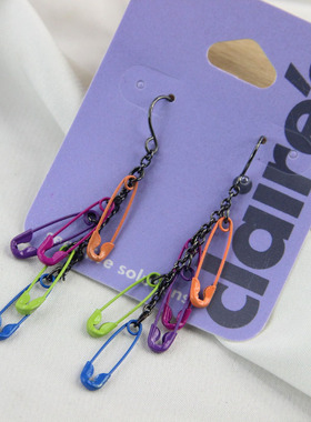 青岛外贸饰品长款流苏彩色别针耳环BC06韩系卡通夏日风情单品