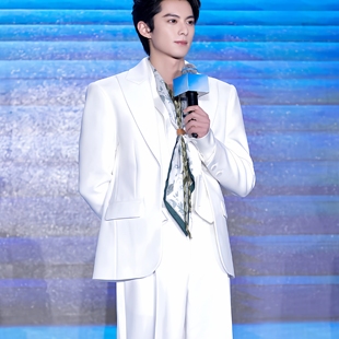 春秋季 外套男士 百搭休闲痞帅垫肩高级感西服 白色西装 尚品明星同款