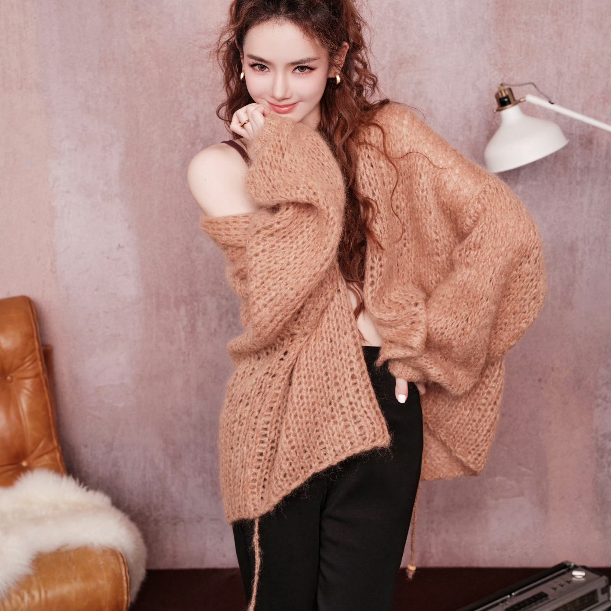 戚薇同款针织开衫宽松女秋季外套