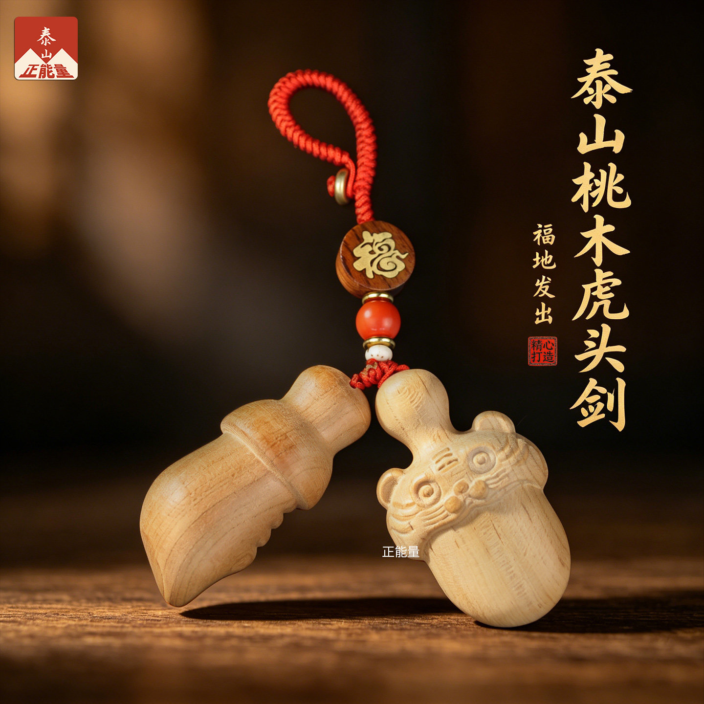 泰山桃木虎头剑钥匙扣桃木小李肥刀木雕宝宝卧室床头小车挂件包挂