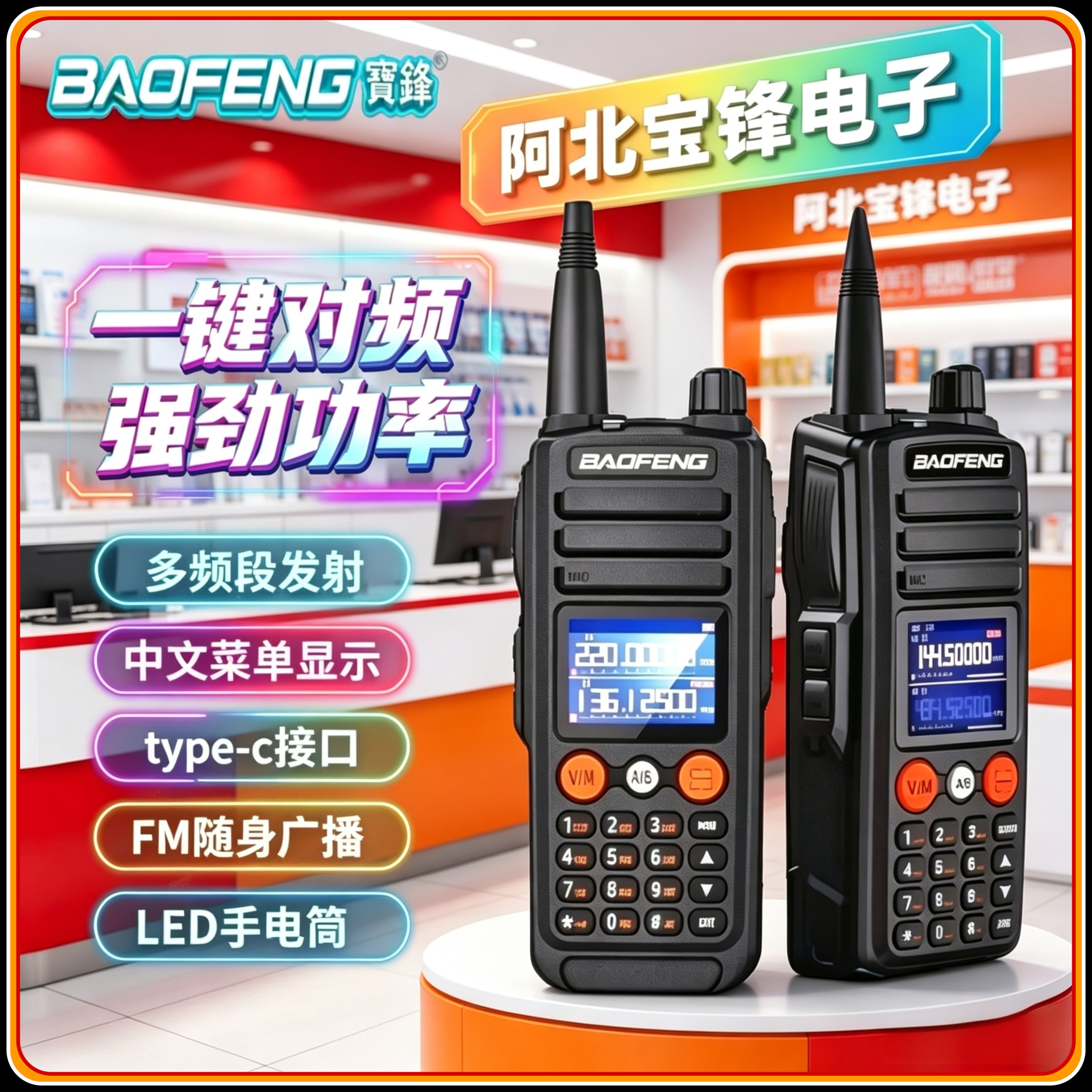 宝锋UV-27L对讲机10w大功率户外自驾工地酒店餐厅手台无线手持器