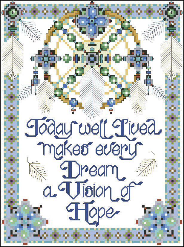 十字绣电子图纸40捕梦网2羽毛86w*116h25色xsd源文件